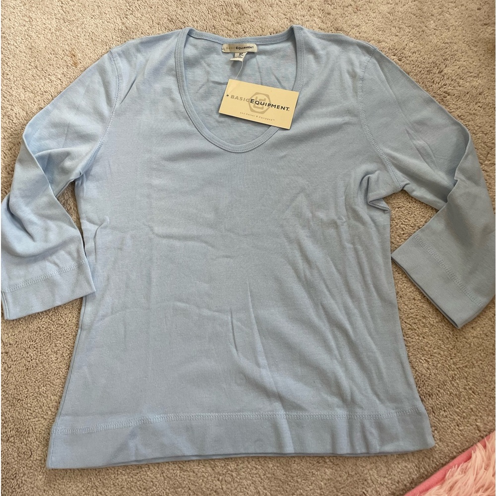 Blue Basic Equipment Quarter Sleeve Blue Top
